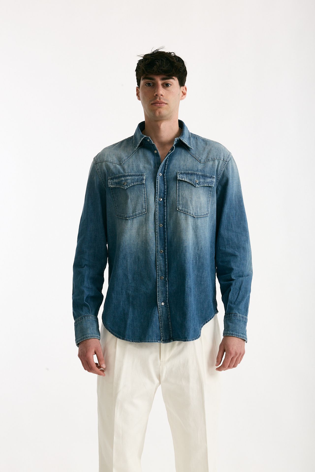 Camicia in cotone fermo denim medio men Dondup - 2