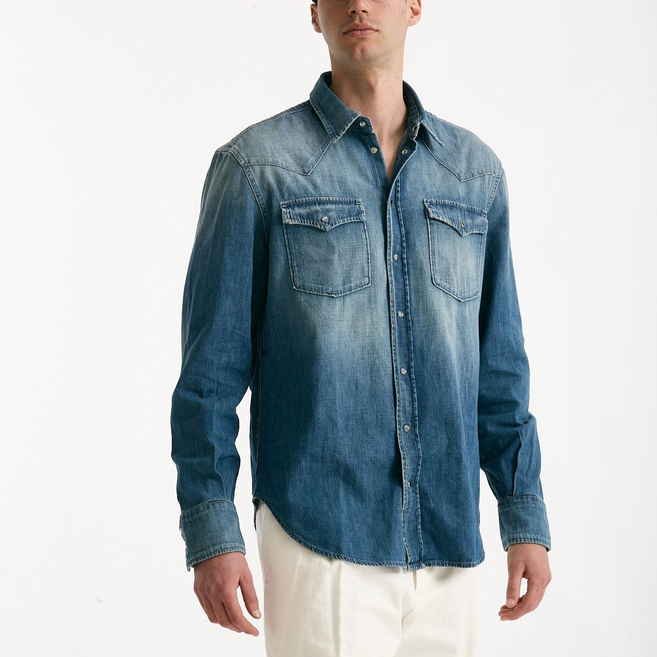 Camicia in cotone fermo denim medio men Dondup - 7