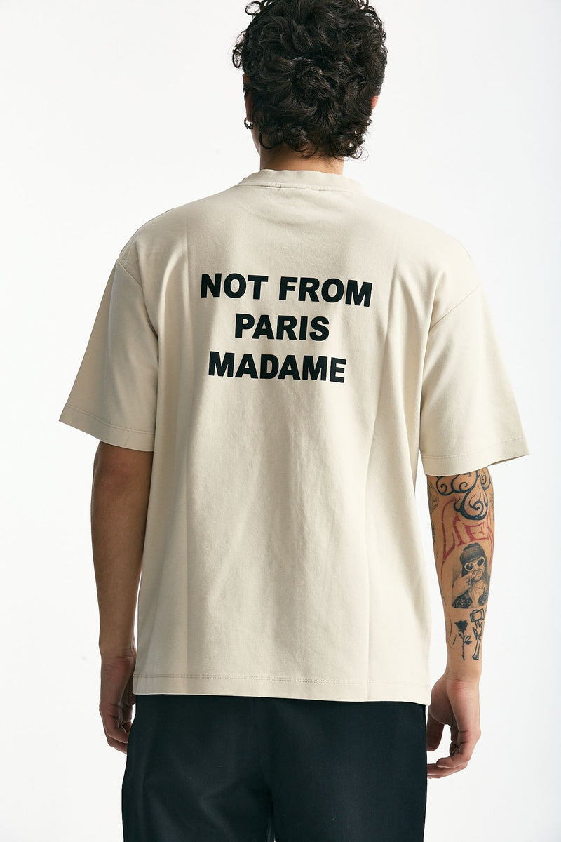 T-shirt in cotone panna con stampa men Drôle de monsieur - 1