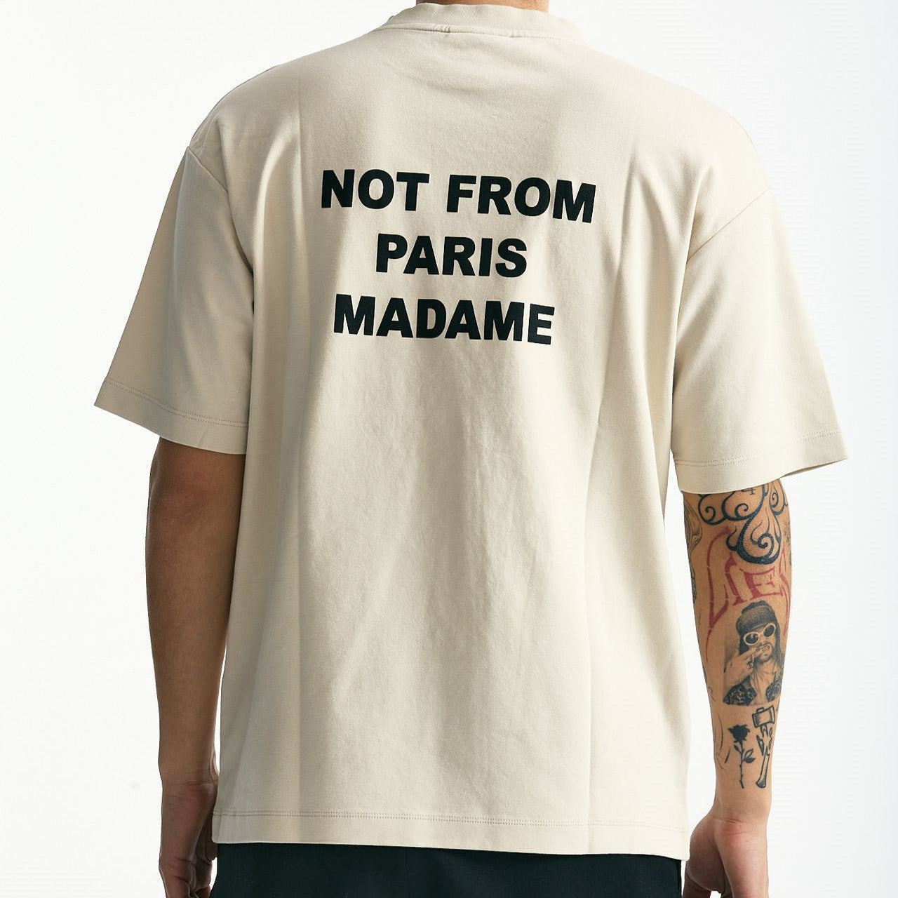 T-shirt in cotone panna con stampa men Drôle de monsieur - 6