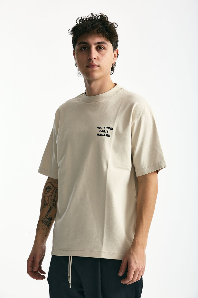 T-shirt in cotone panna con stampa men Drôle de monsieur - 4