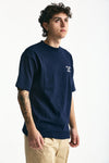 T-shirt in cotone blu con stampa men Drôle de monsieur - 3