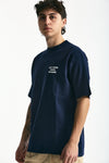 T-shirt in cotone blu con stampa men Drôle de monsieur - 4