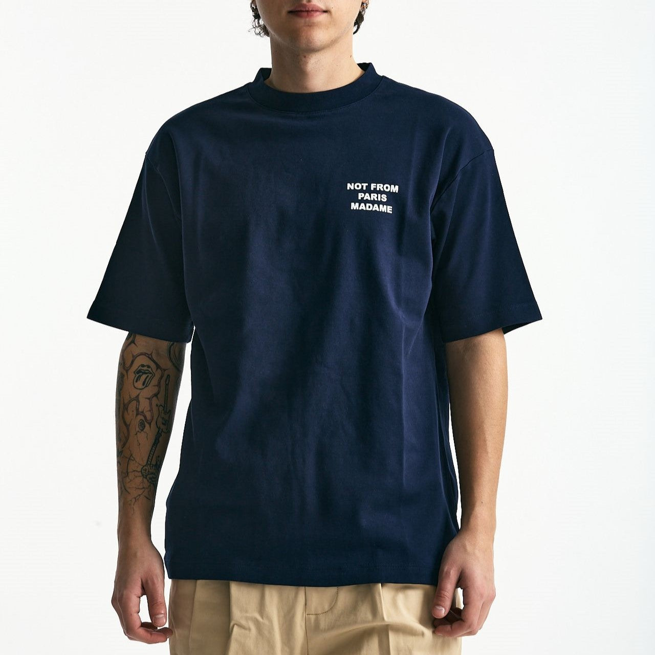 T-shirt in cotone blu con stampa men Drôle de monsieur - 6