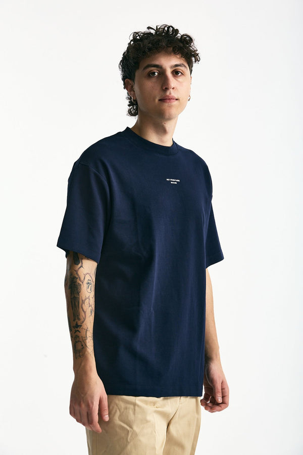 T-shirt in cotone blu logo men Drôle de monsieur