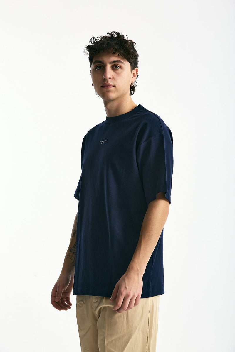 T-shirt in cotone blu logo men Drôle de monsieur - 4
