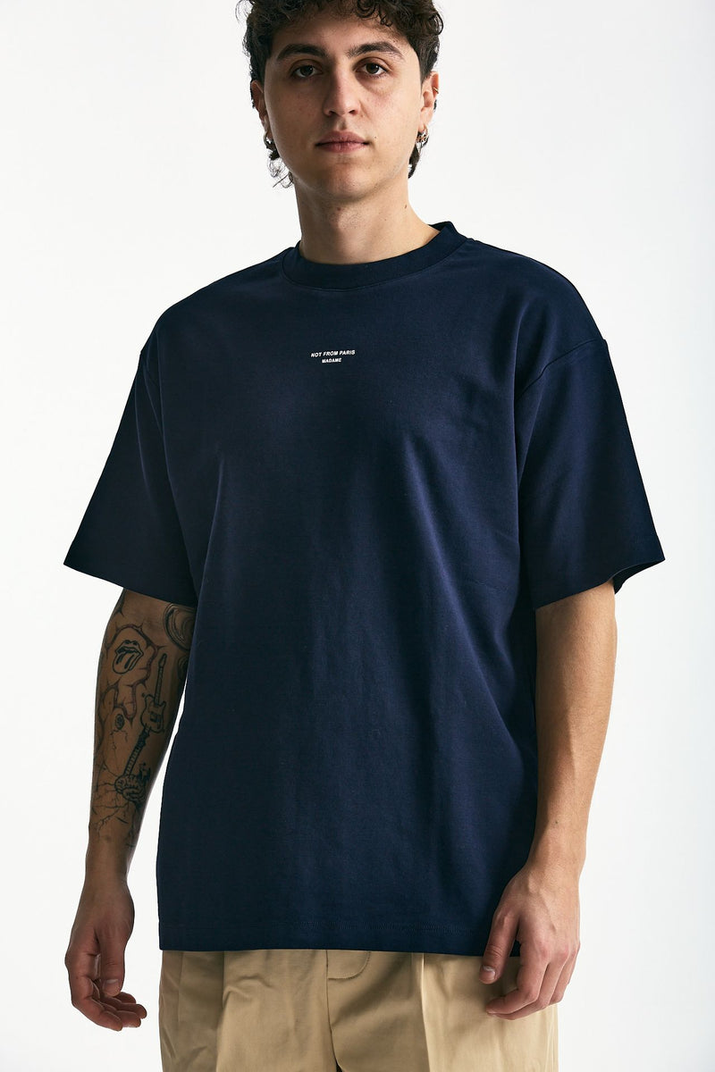 T-shirt in cotone blu logo men Drôle de monsieur - 5