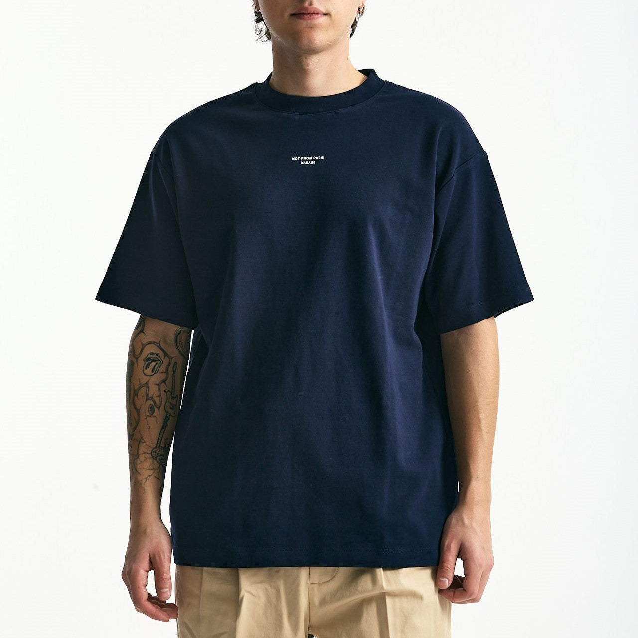 T-shirt in cotone blu logo men Drôle de monsieur - 7