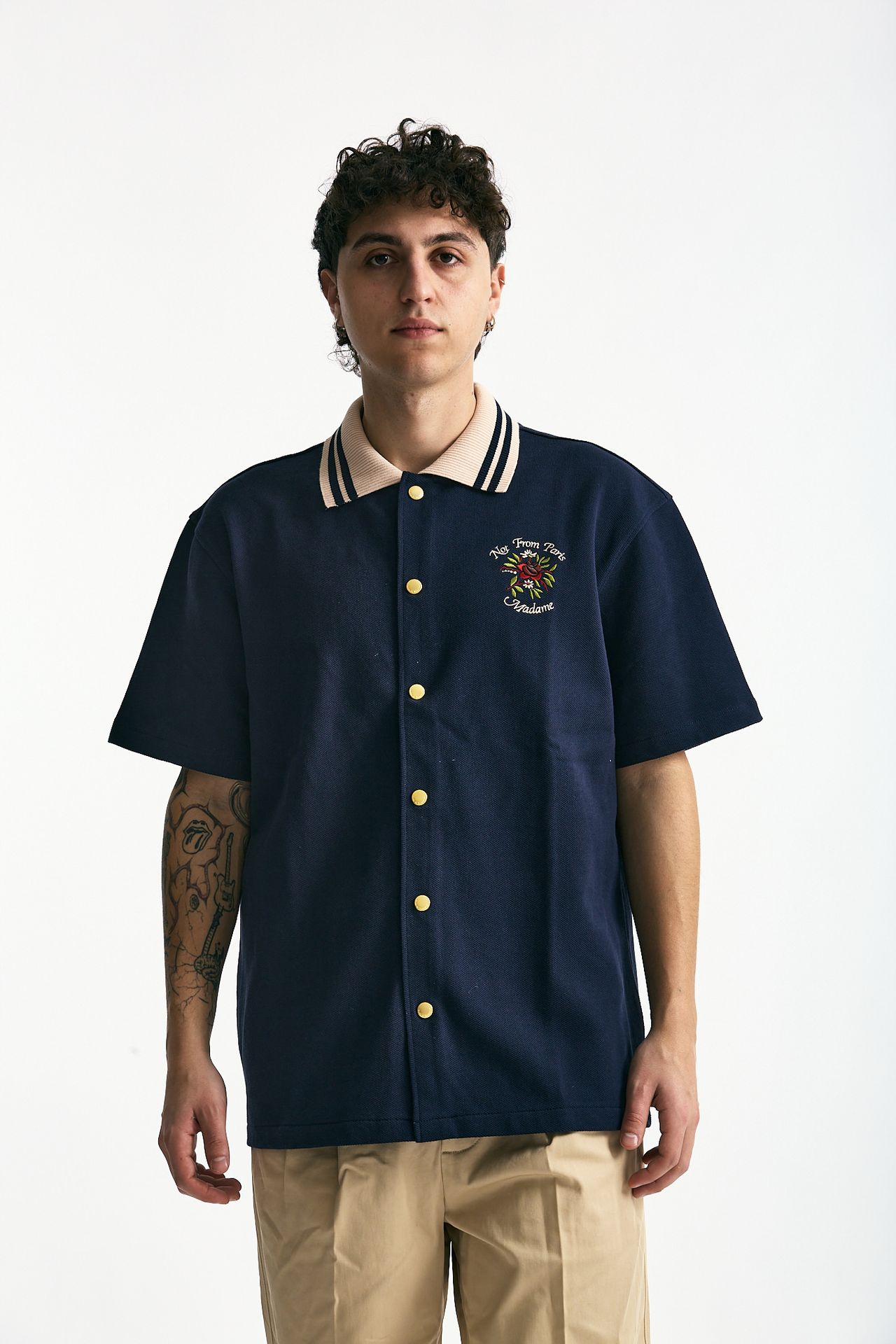 Polo in cotone piquet blu men Drôle de monsieur - 3