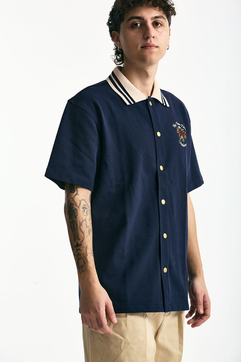 Polo in cotone piquet blu men Drôle de monsieur - 1