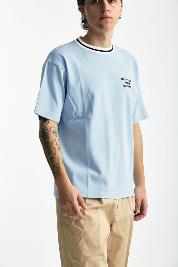 T-shirt in cotone azzurro men Drôle de monsieur