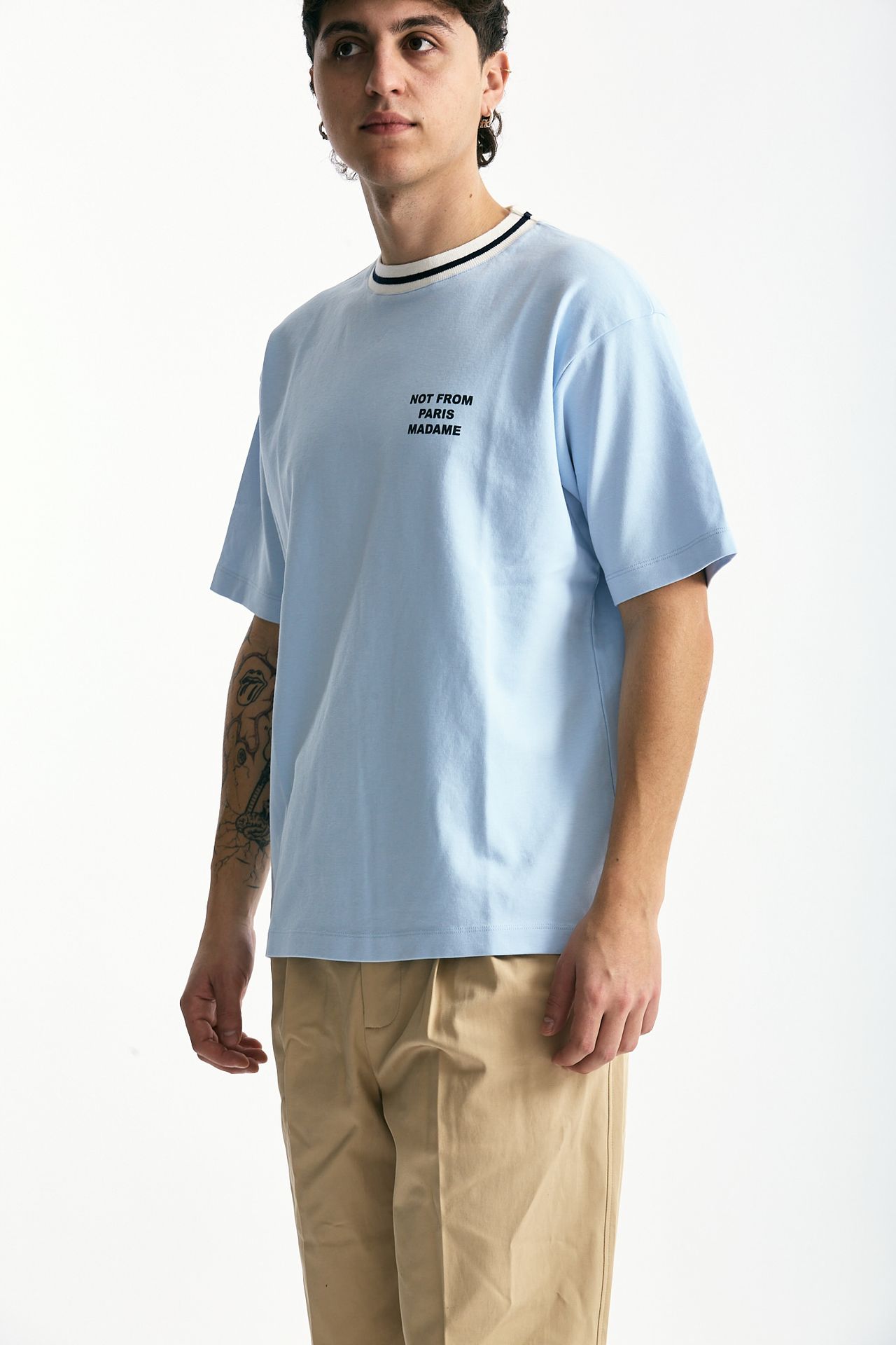 T-shirt in cotone azzurro men Drôle de monsieur - 4