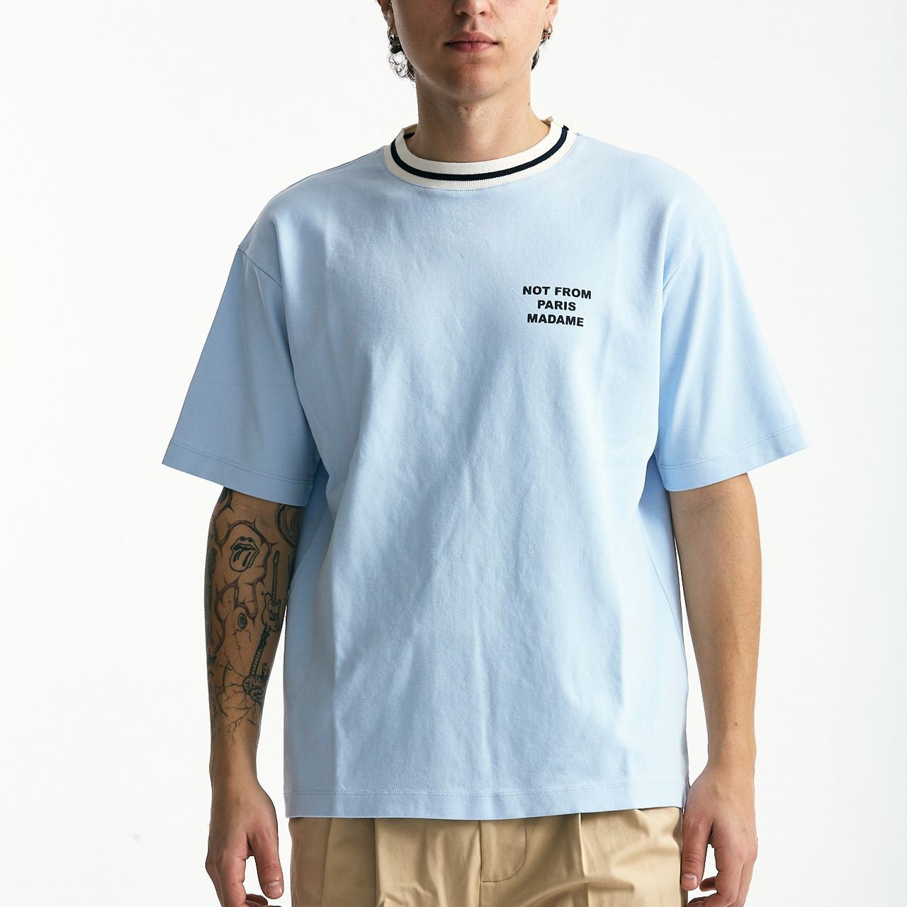 T-shirt in cotone azzurro men Drôle de monsieur - 6