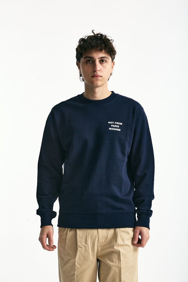 Felpa girocollo in cotone blu men Drôle de monsieur