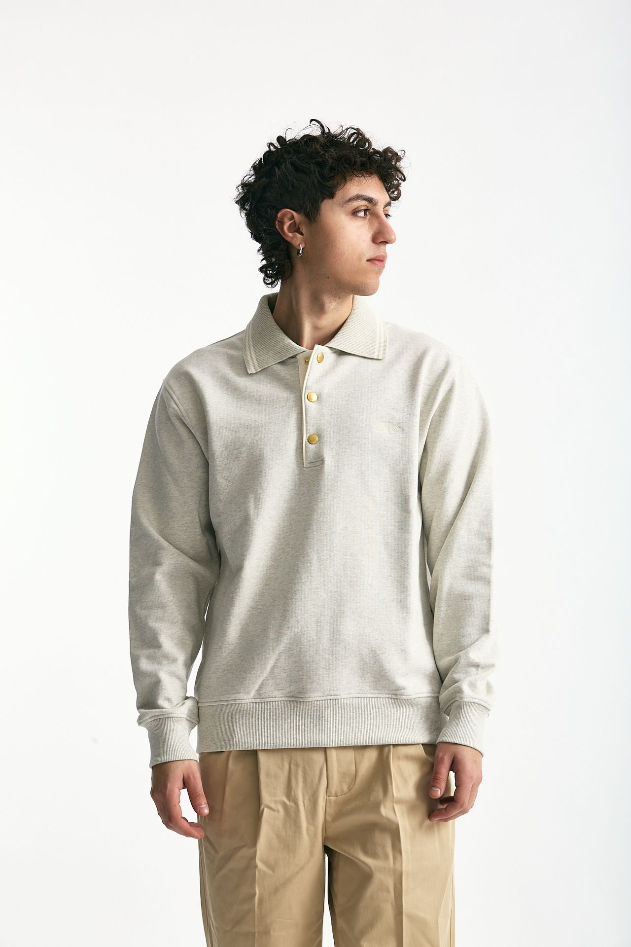 Felpa polo in cotone grigio men Drôle de monsieur - 1
