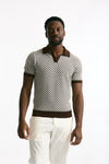 Polo in cotone e lino fantasia bianco e moro men Drumohr - 1