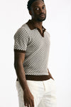 Polo in cotone e lino fantasia bianco e moro men Drumohr - 4