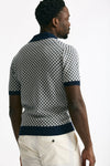 Polo in cotone e lino fantasia bianco e blu men Drumohr - 3