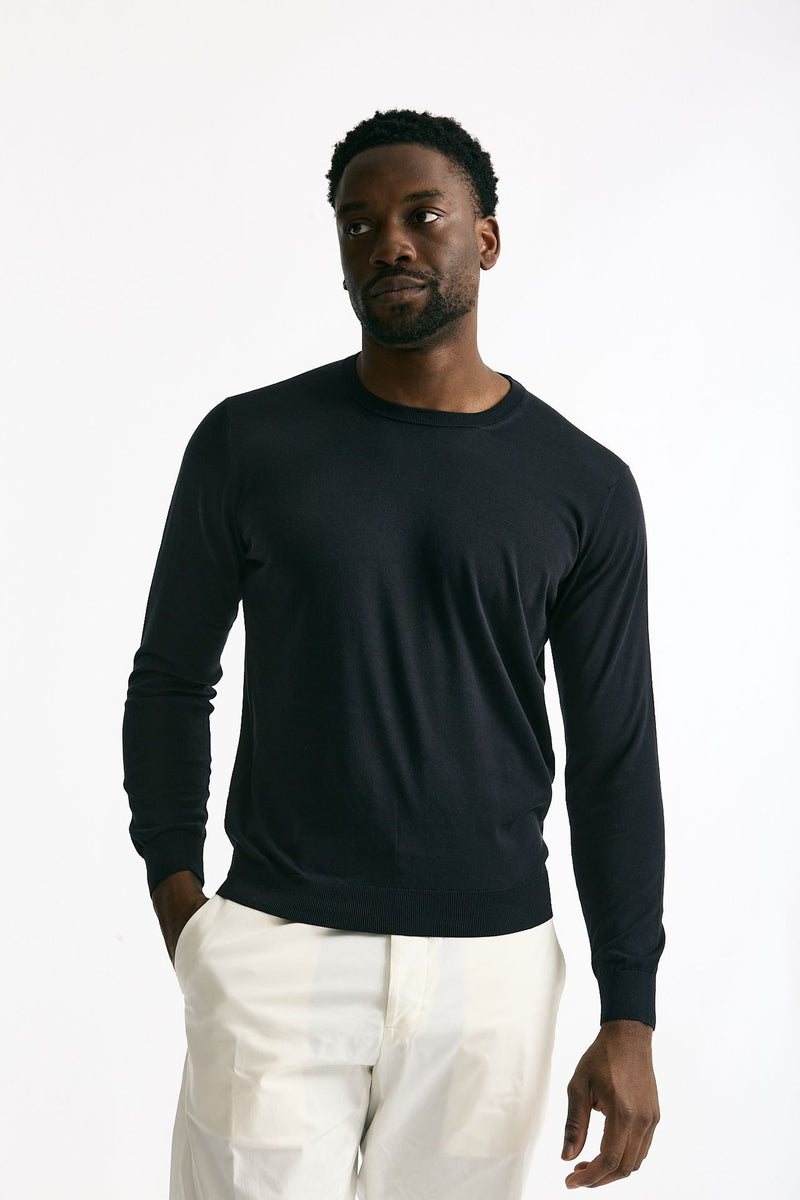 Maglia girocollo in cotone blu men Drumohr - 1