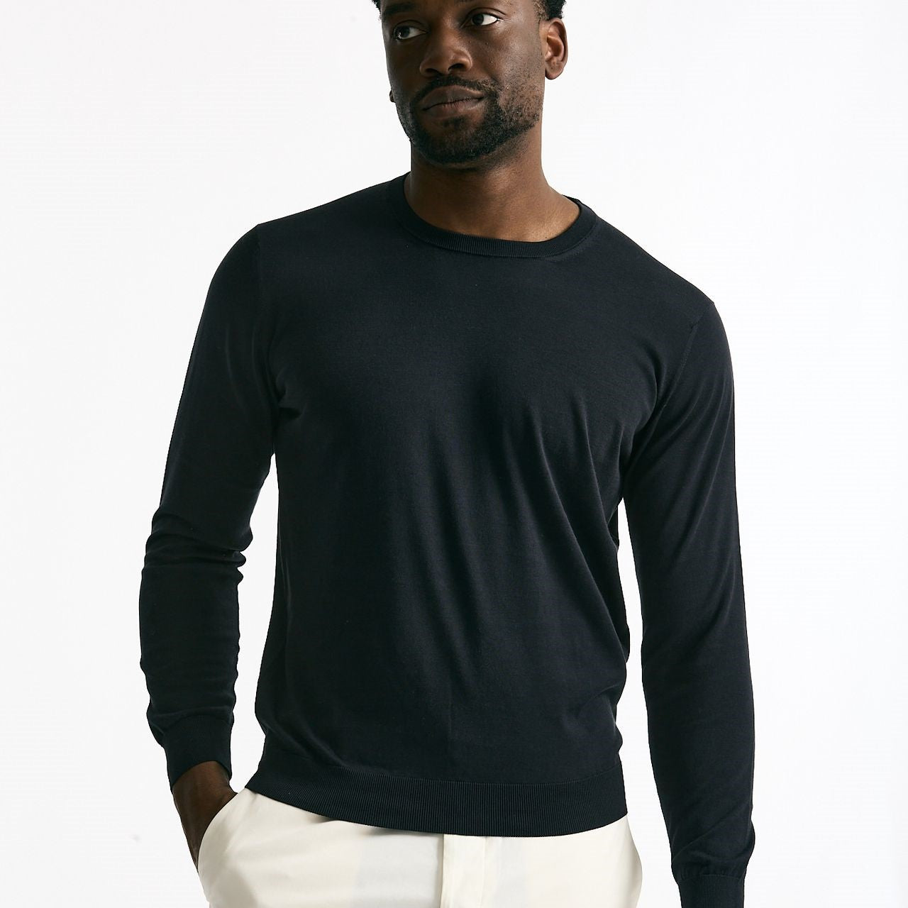 Maglia girocollo in cotone blu men Drumohr - 7