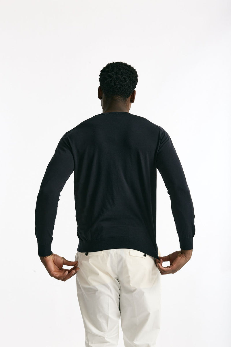 Maglia girocollo in cotone blu men Drumohr - 3