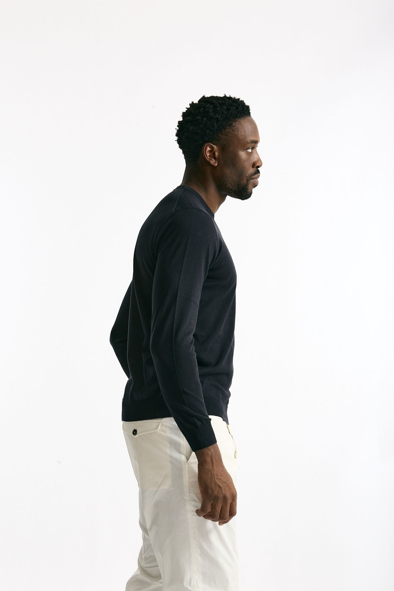 Maglia girocollo in cotone blu men Drumohr - 4