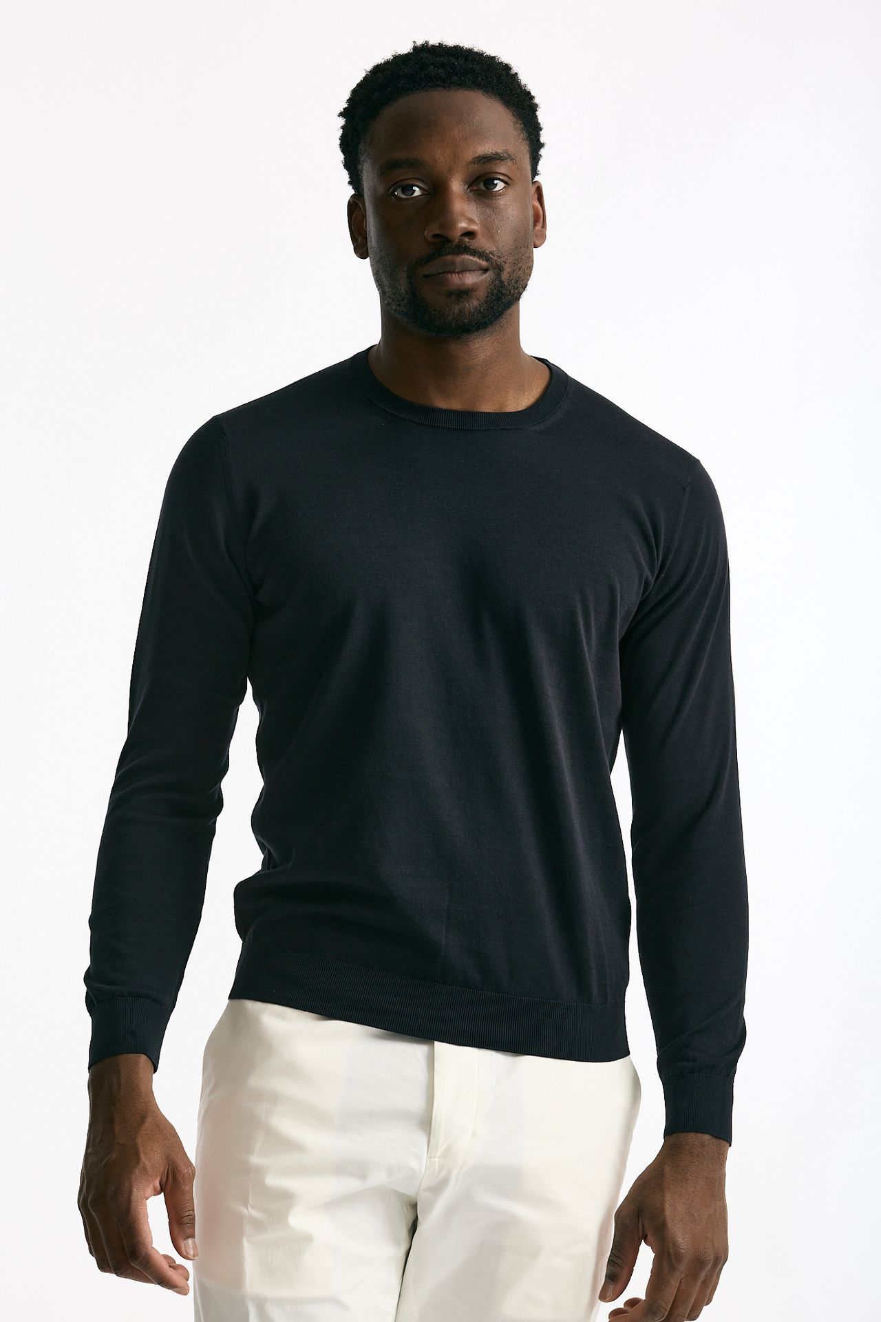 Maglia girocollo in cotone blu men Drumohr - 5