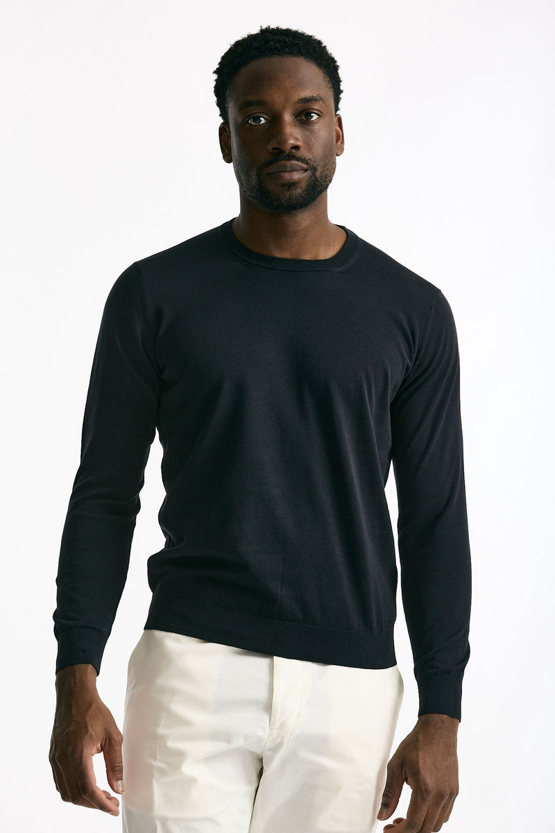 Maglia girocollo in cotone blu men Drumohr - 5