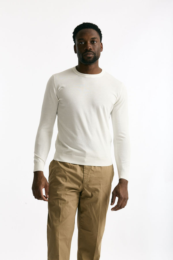 Maglia girocollo in cotone bianco men Drumohr