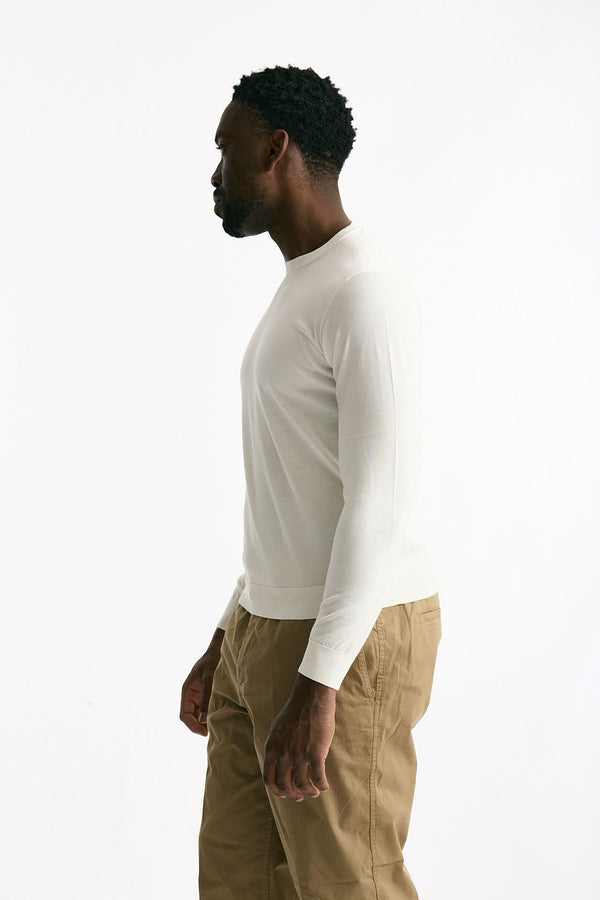 Maglia girocollo in cotone bianco men Drumohr