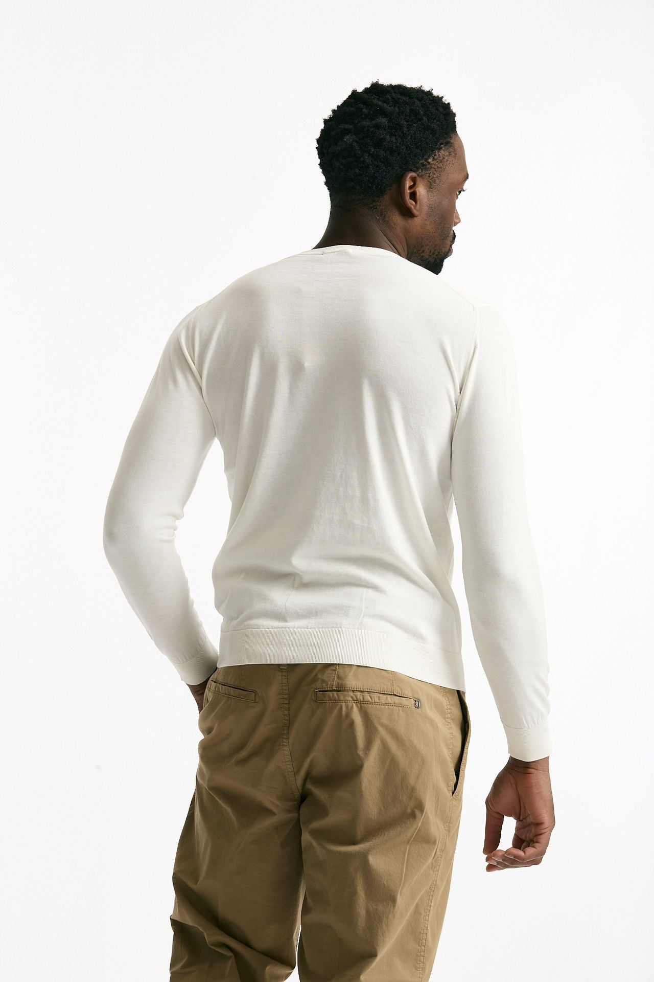 Maglia girocollo in cotone bianco men Drumohr - 3