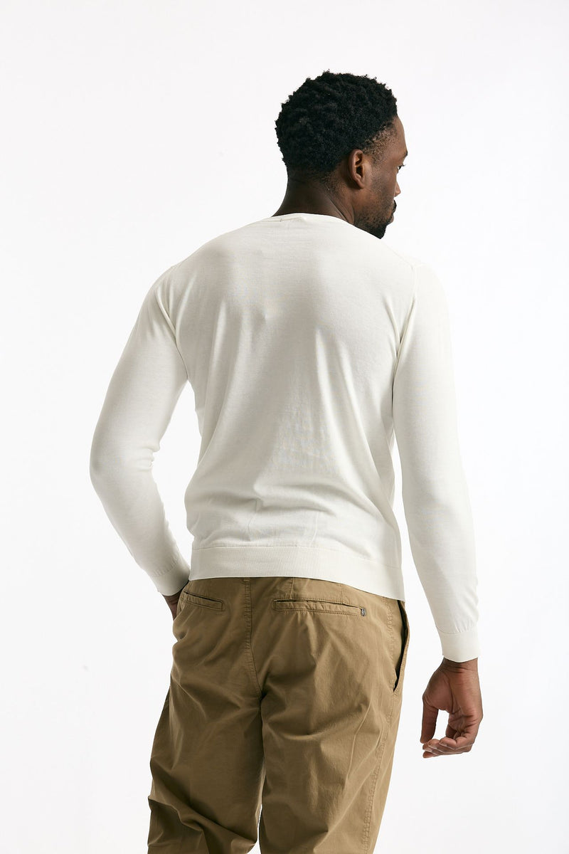 Maglia girocollo in cotone bianco men Drumohr - 3
