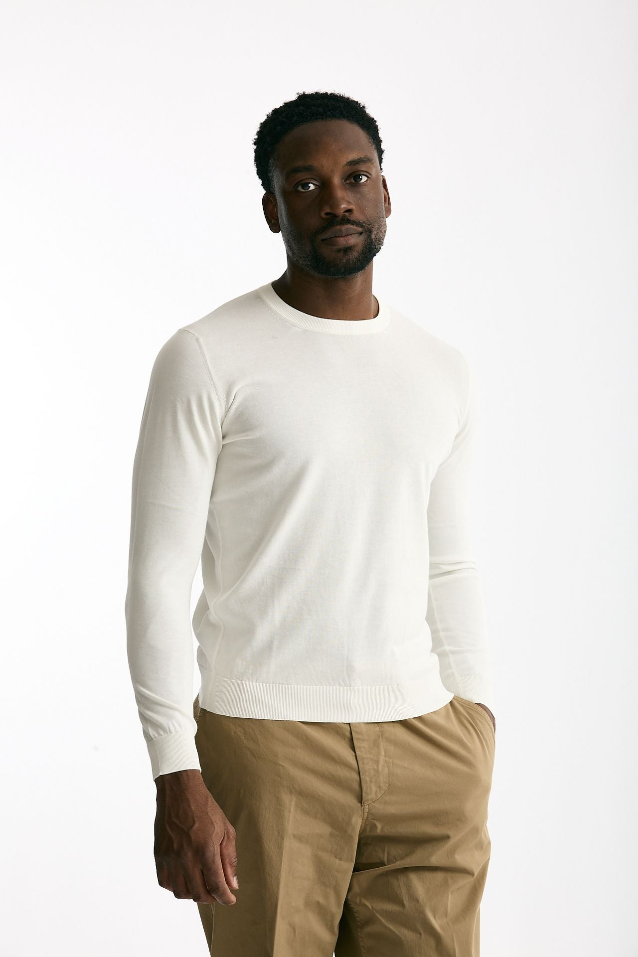 Maglia girocollo in cotone bianco men Drumohr - 4