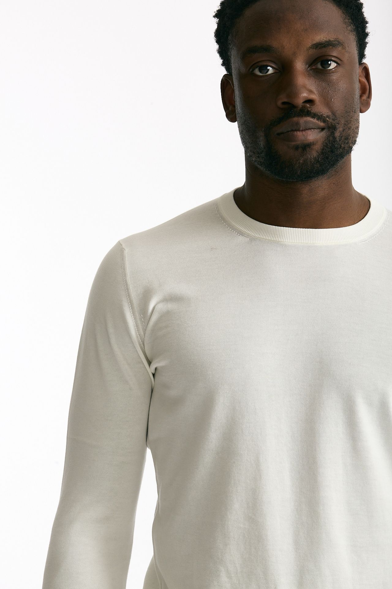 Maglia girocollo in cotone bianco men Drumohr - 5