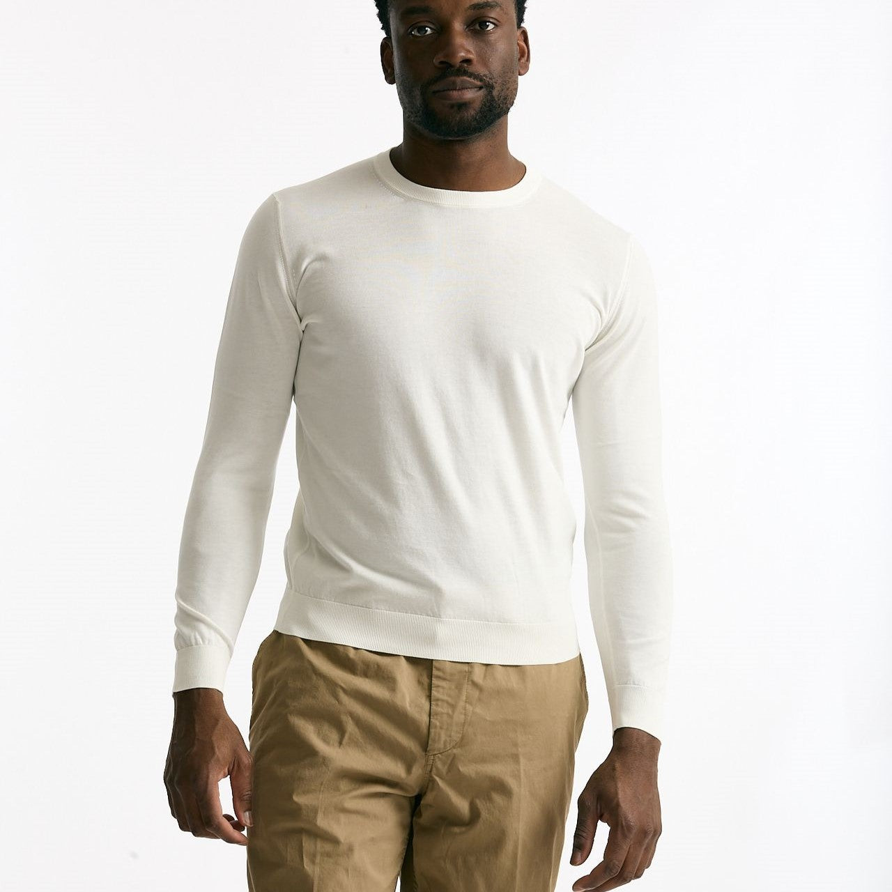 Maglia girocollo in cotone bianco men Drumohr - 6