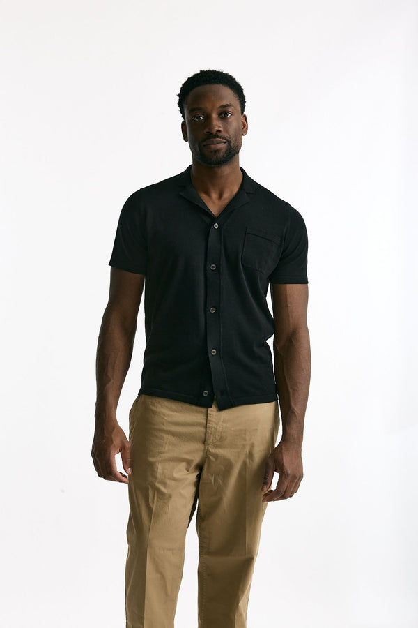 Cardigan mezza manica in cotone nero men Drumohr