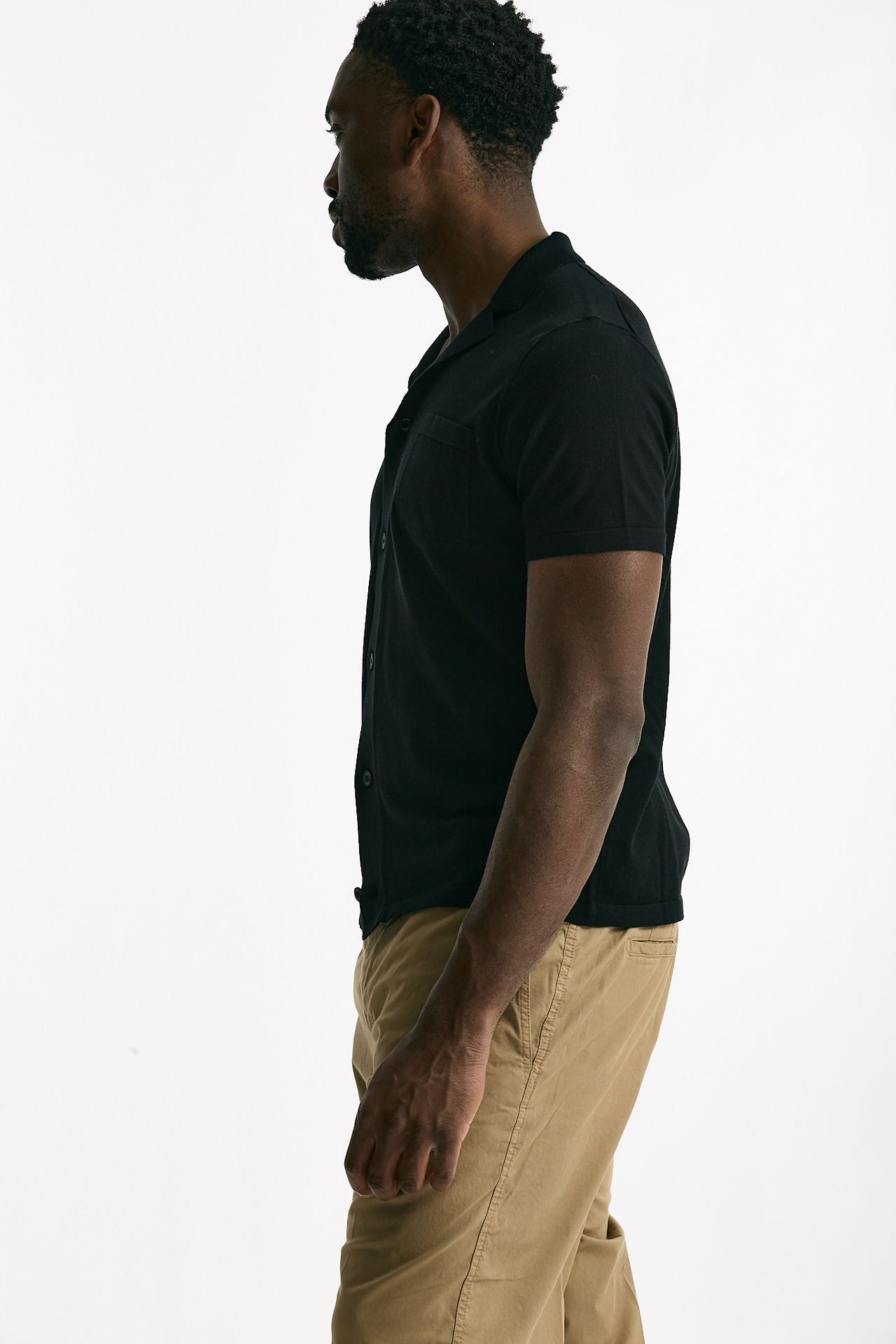 Cardigan mezza manica in cotone nero men Drumohr - 3