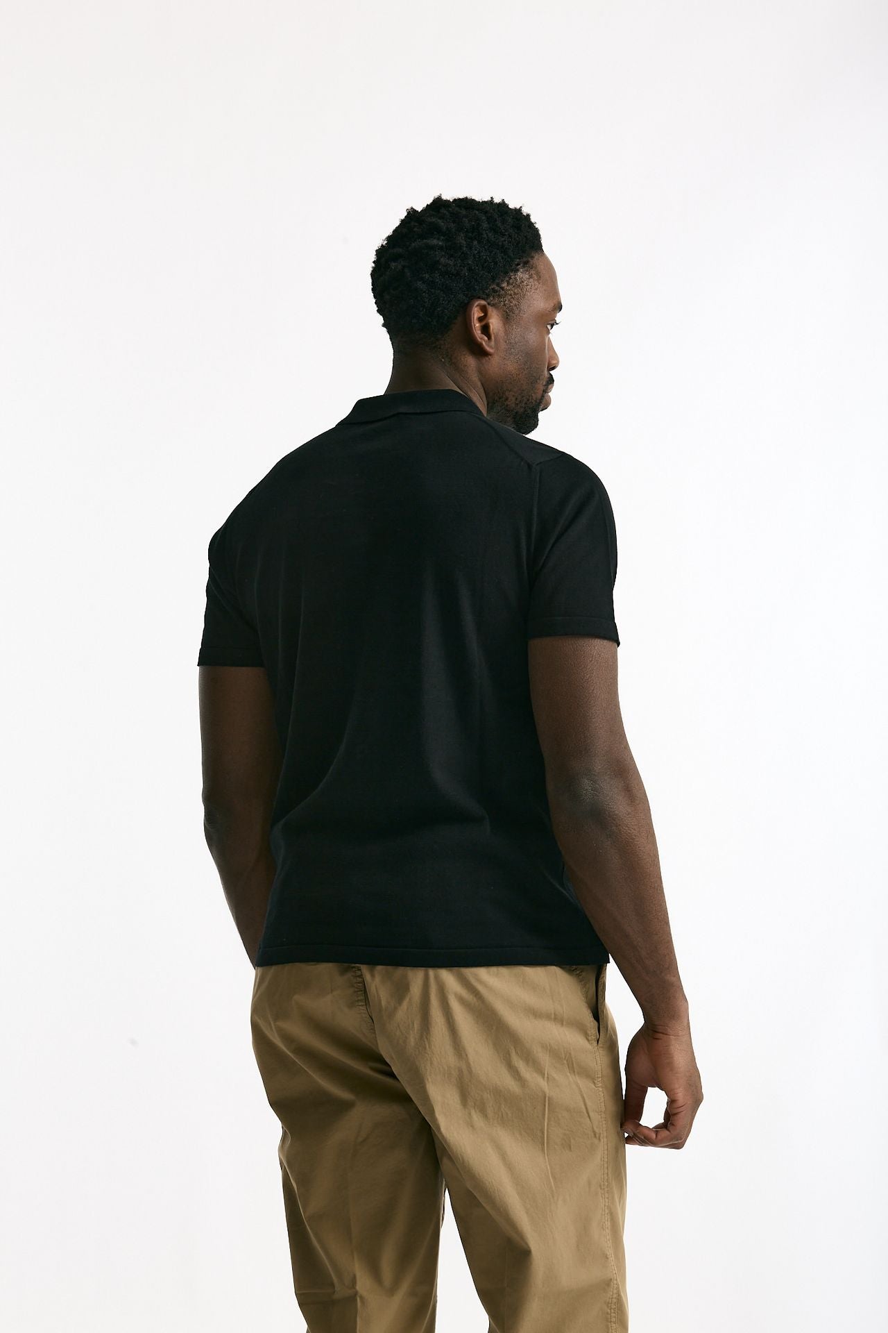 Cardigan mezza manica in cotone nero men Drumohr - 4