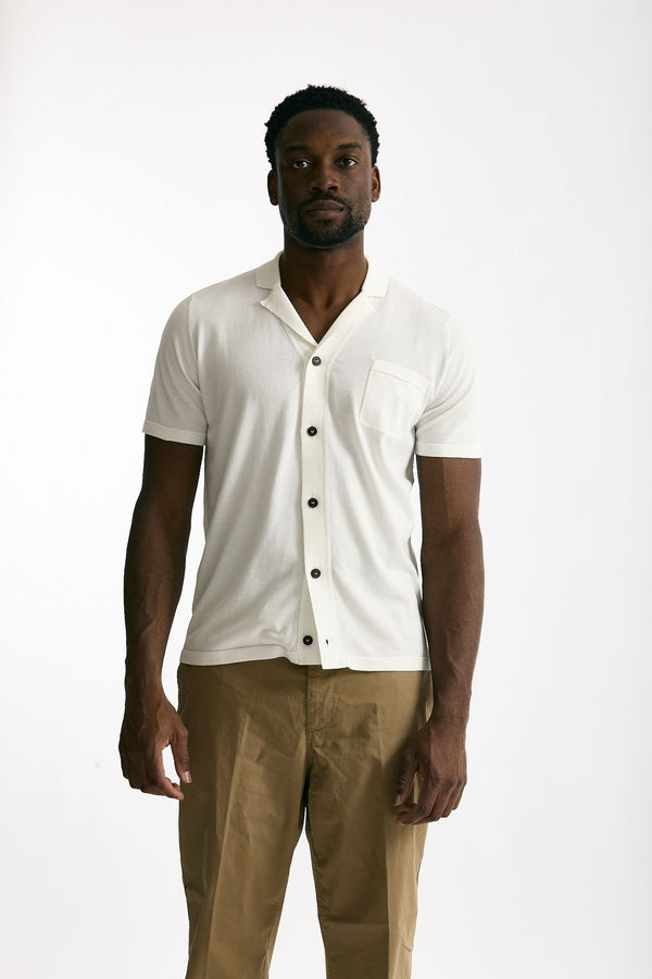Cardigan mezza manica in cotone bianco men Drumohr