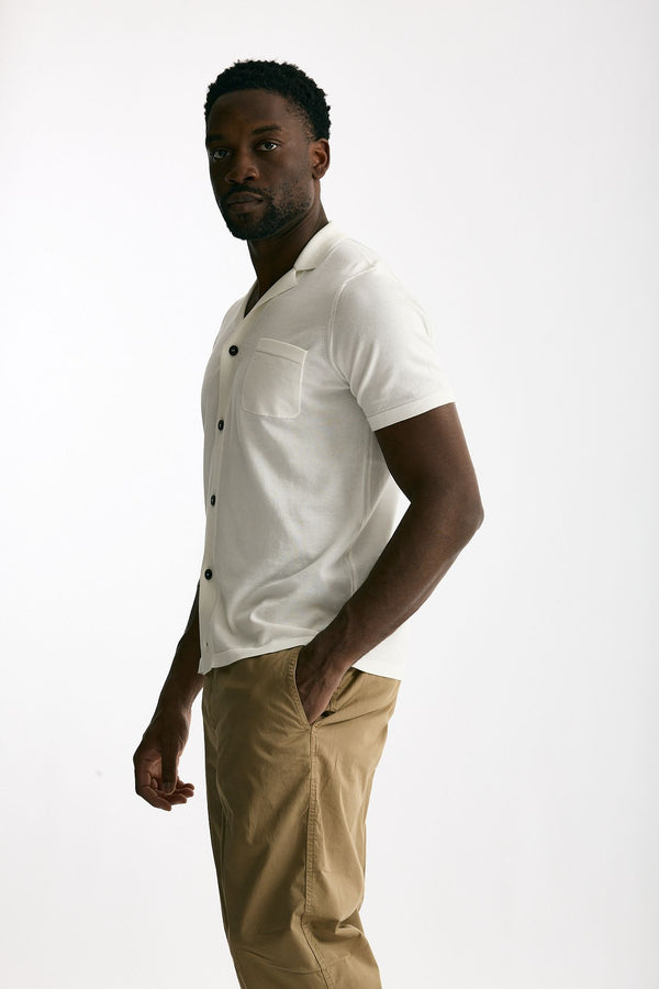Cardigan mezza manica in cotone bianco men Drumohr