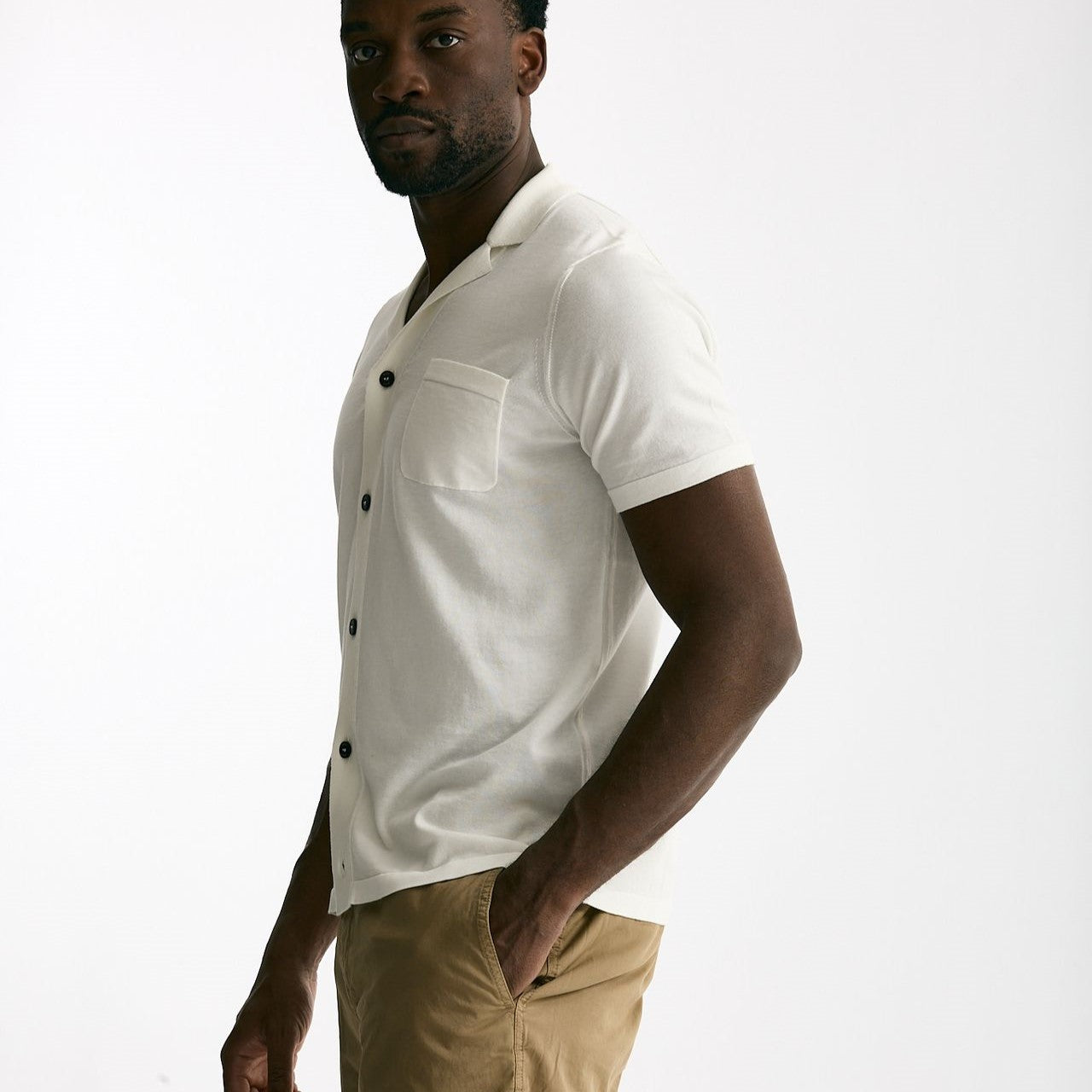 Cardigan mezza manica in cotone bianco men Drumohr - 6