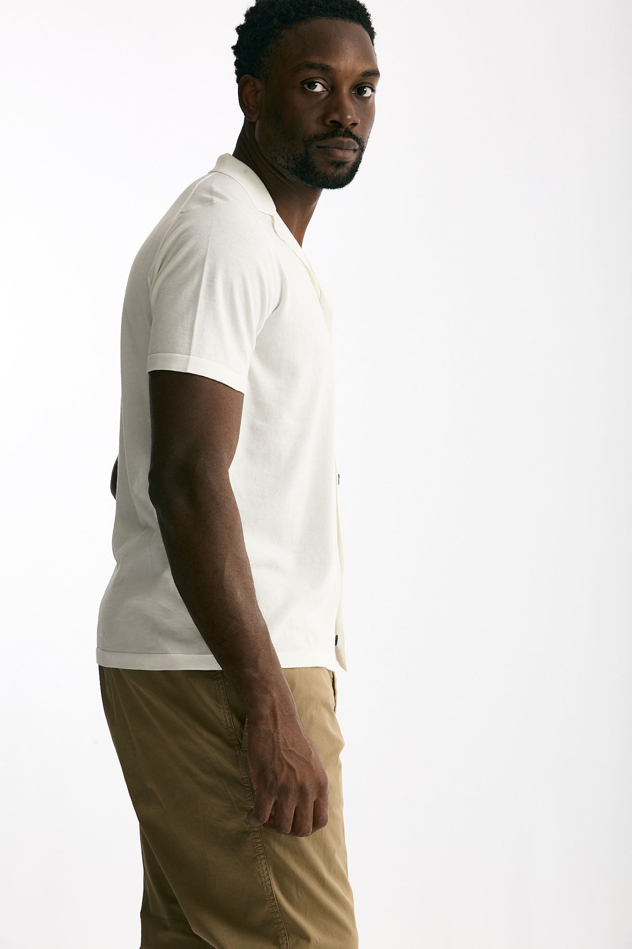 Cardigan mezza manica in cotone bianco men Drumohr - 4