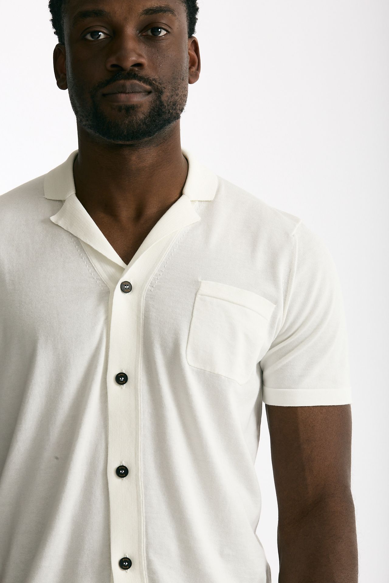 Cardigan mezza manica in cotone bianco men Drumohr - 5
