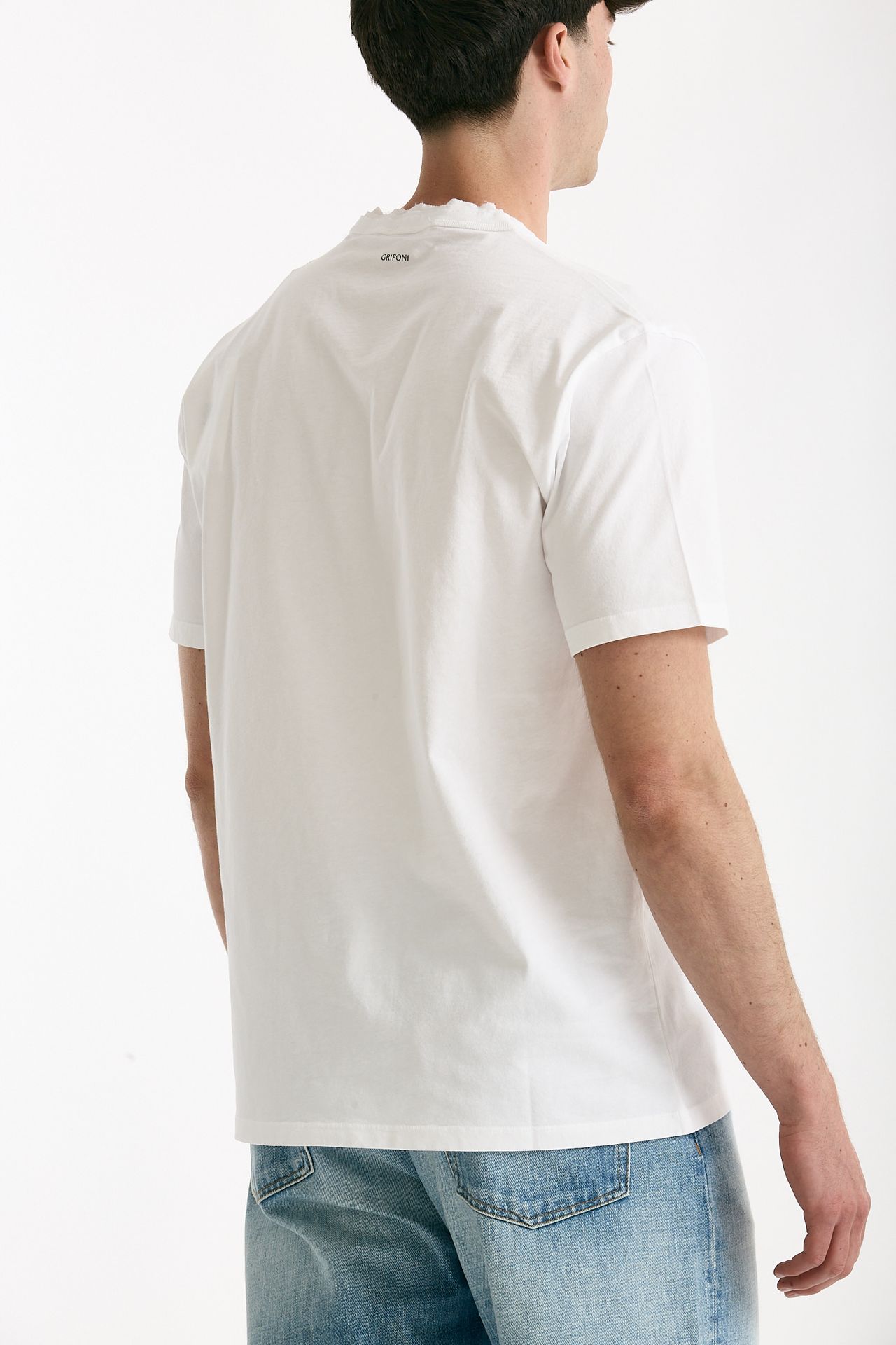 T-shirt Scollo a V bianco men Grifoni - 4