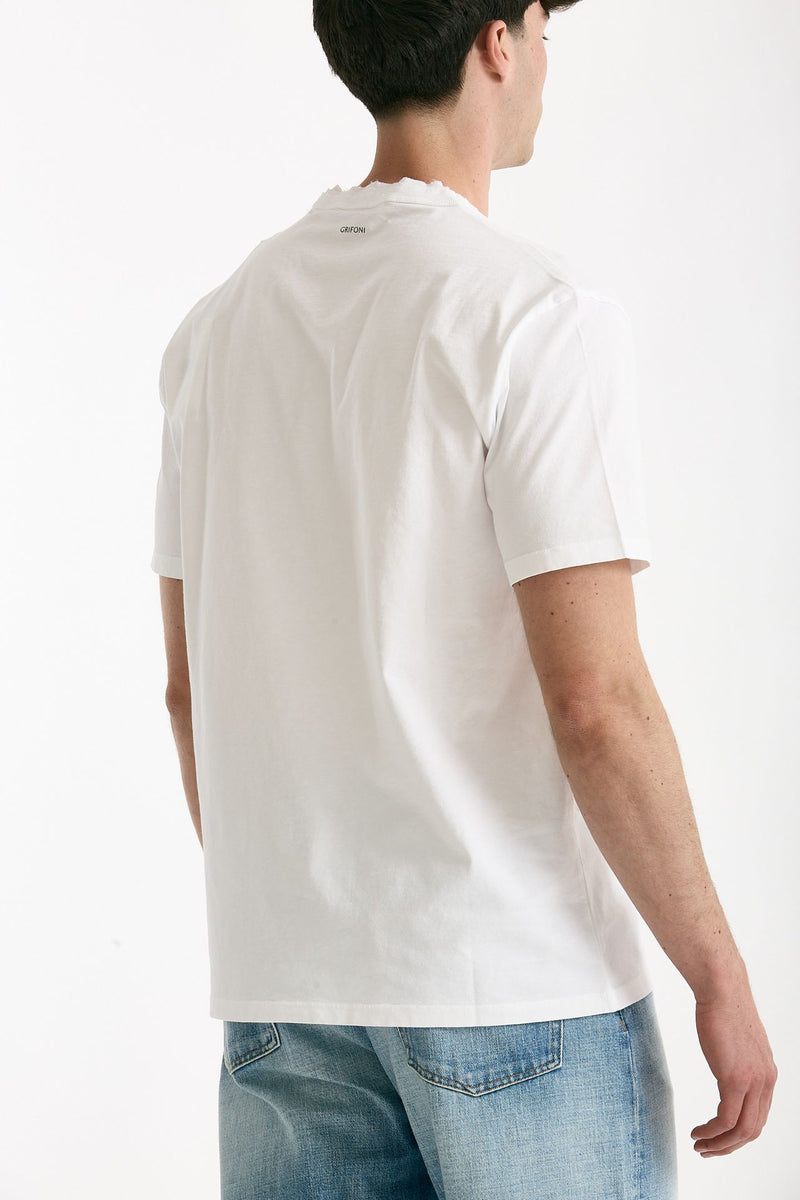 T-shirt Scollo a V bianco men Grifoni - 4