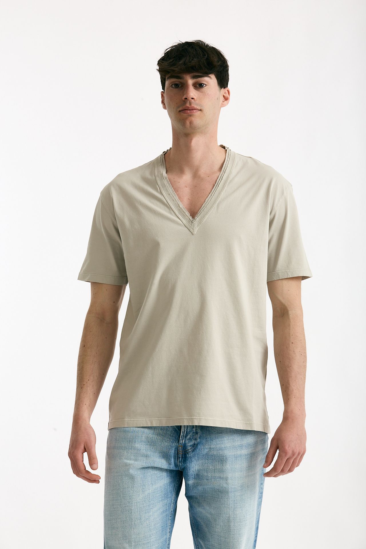 T-shirt Scollo a V beige men Grifoni - 2