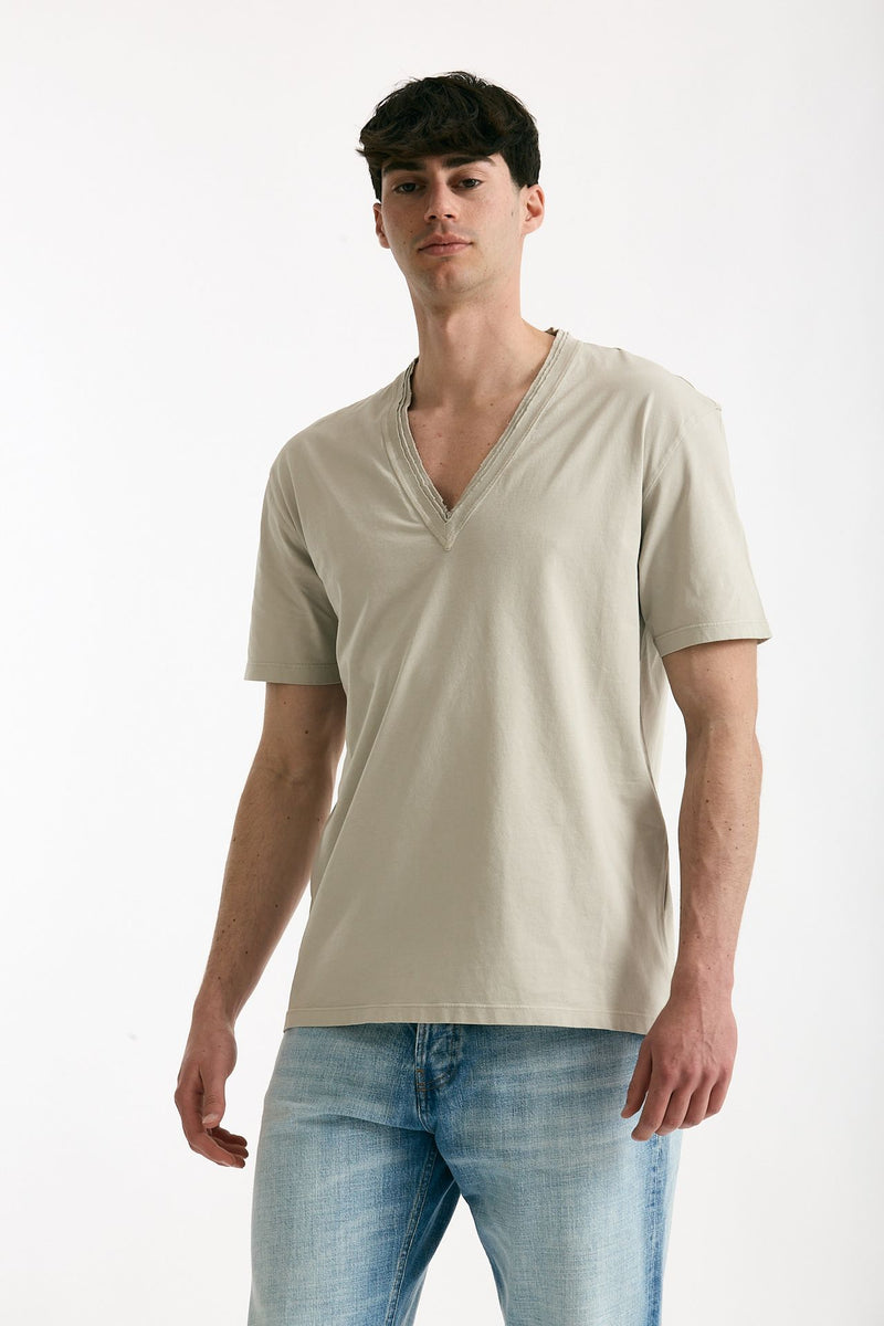T-shirt Scollo a V beige men Grifoni - 5