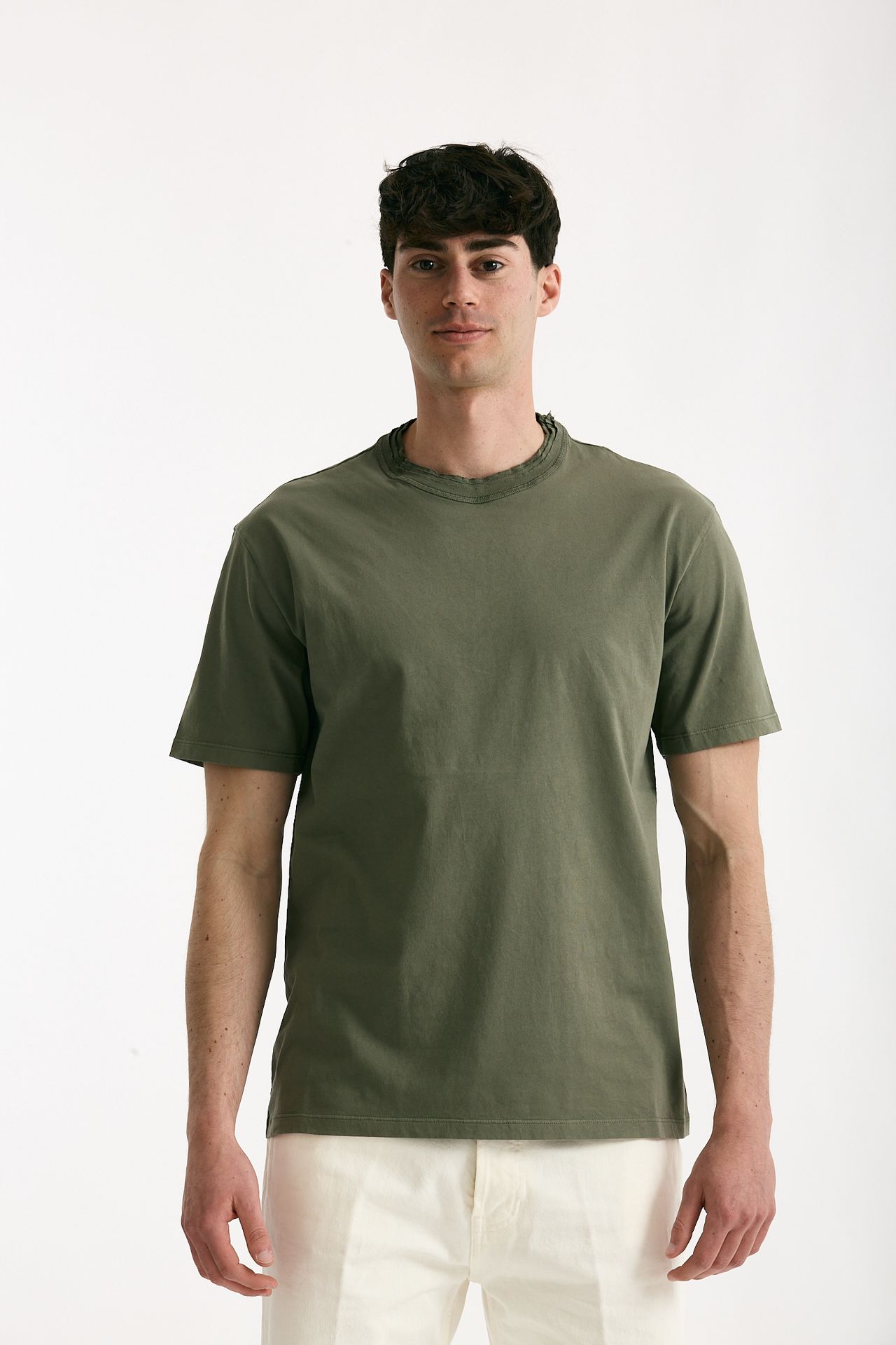T-shirt girocollo in cotone verde militare men Grifoni - 2