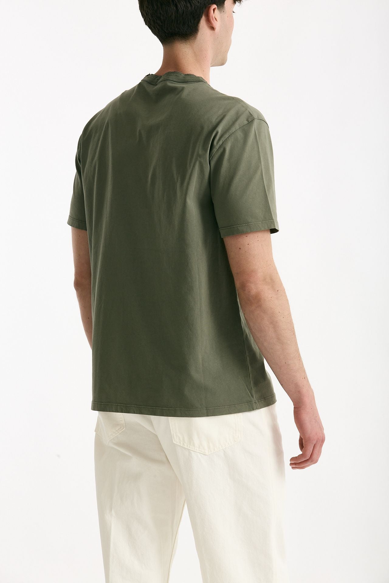 T-shirt girocollo in cotone verde militare men Grifoni - 1