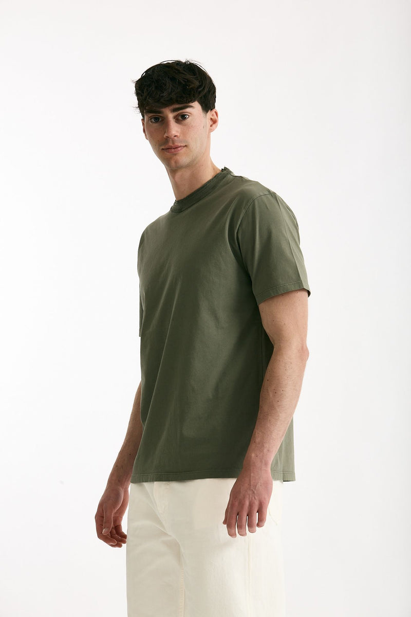 T-shirt girocollo in cotone verde militare men Grifoni - 4